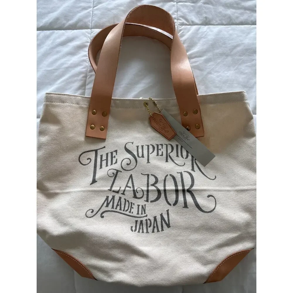 The Superior Labor Canvas Leather Tote Bag Made in Japan Natural NWT Handmade